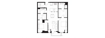 floor plan of the apartment with bedroom and living room and kitchen
