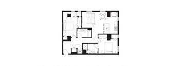 black and white floor plan of a modern apartment