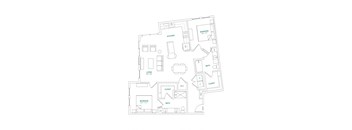 A floor plan of a house with a kitchen, living room, two bedrooms, a bathroom, a closet, and a mech.