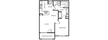 From the entry is an open concept kitchen, dining, then living area and balcony. Bedroom with bathroom access and walk-in closet next to a laundry closet.