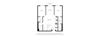 A black and white drawing of a house layout.