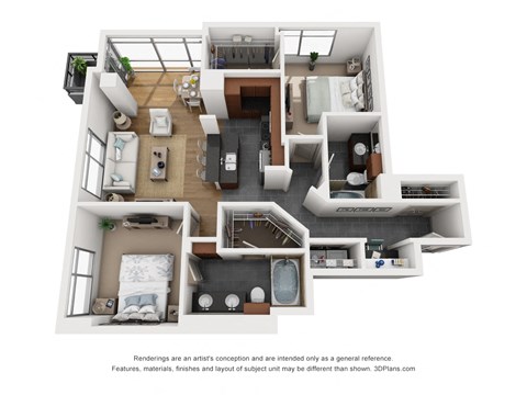 a conceptual rendering of a 3d floor plan of a house