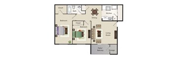 a floor plan of a living room with a closet