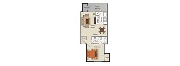 a floor plan of a living room and a bedroom