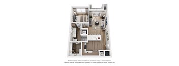 A floor plan of a house with a kitchen, living room, and pantry.