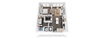 a 3d floor plan of a bedroom with a bathroom
