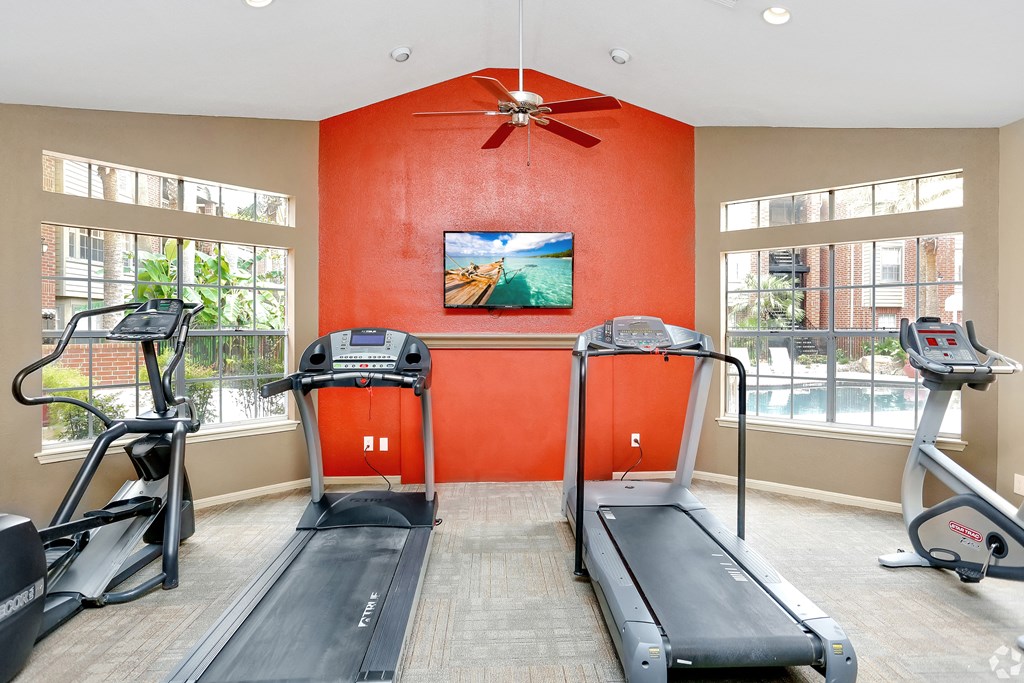 the fitness center has treadmills and other exercise equipment