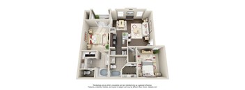 a 3d floor plan of a house with a bedroom and a living room