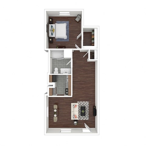 a floor plan of a 1 bedroom floor plan with a bathroom and a living room