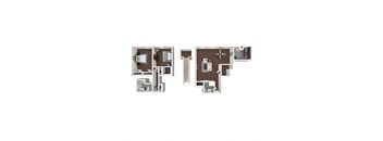 a 3d floor plan of a house with a staircase