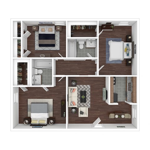 a 3d drawing of the 1128 sq ft floor plan