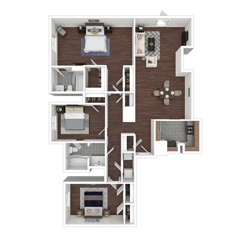 a floor plan of a studio apartment with a bedroom and a living room