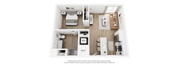 A series of images showing different views of a small apartment layout.