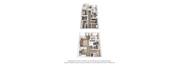 Two images of a house layout with a kitchen and a living room.