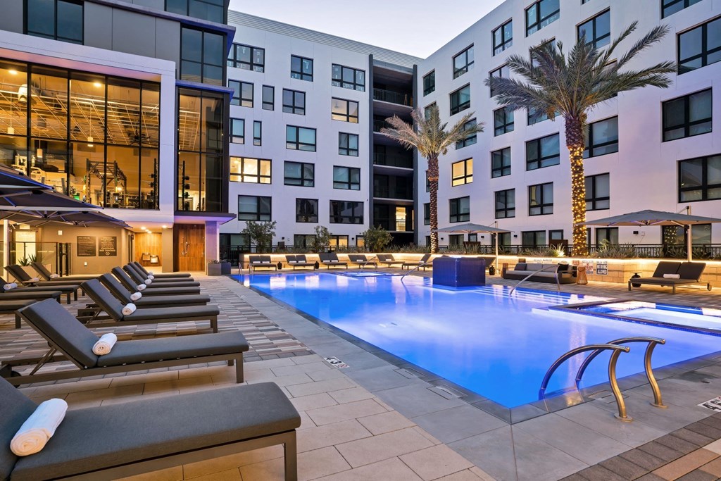 our night time poolside image