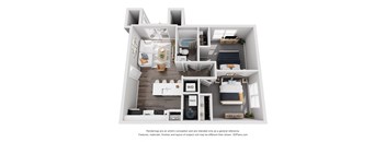 a 1 bedroom floorplan is shown in this illustration