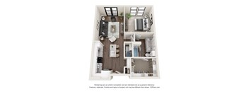 a 1 bedroom floor plan with a bathroom and a living room
