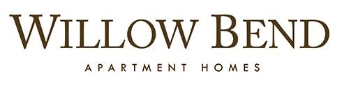 A brown and white logo for Willow Bend Apartment Homes.