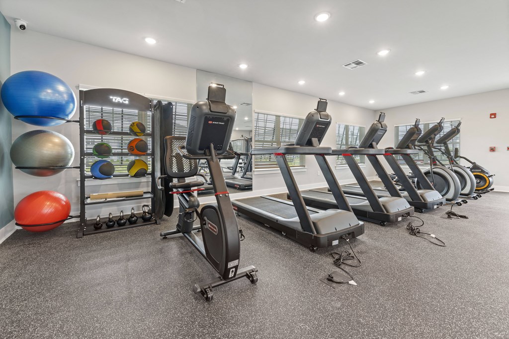 the gym is equipped with state of the art cardio equipment and weights