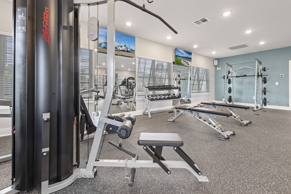 the gym at the preserve at green valley townhomes in green valley va