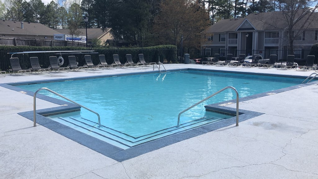 the swimming pool at the apartments for rent