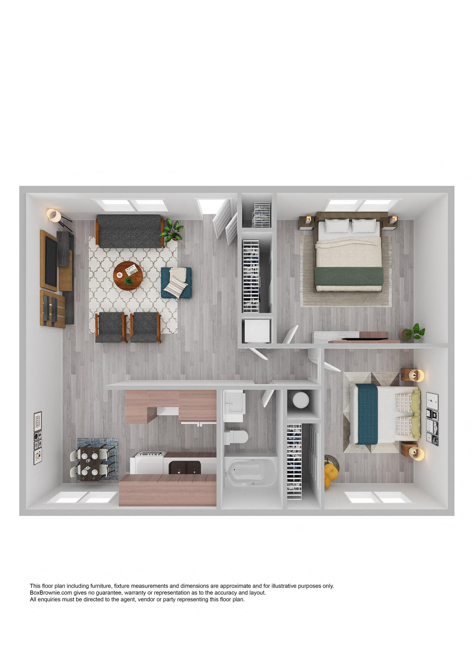 a 1 bedroom floor plan with a bathroom and a living room