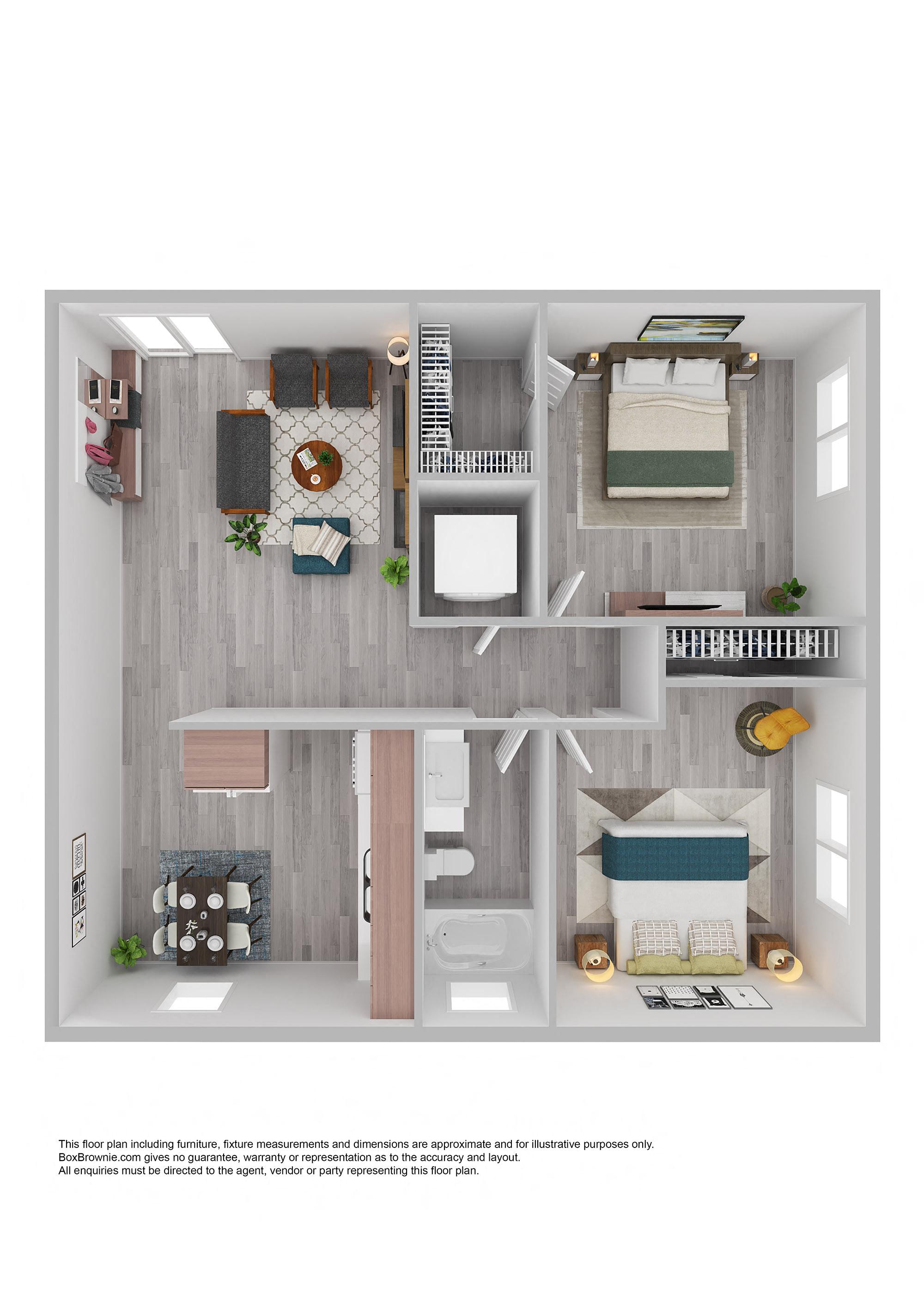 a 1 bedroom floor plan with a bathroom and a balcony