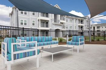 Relaxing covered pool seating area
