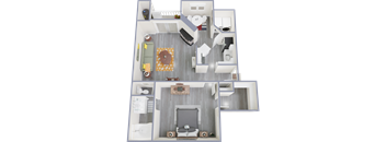 an image of a 1 bed 1 bath apartment 832 square feet