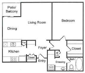 a floor plan of a living room and a dining room