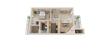 a floor plan of an apartment with a balcony