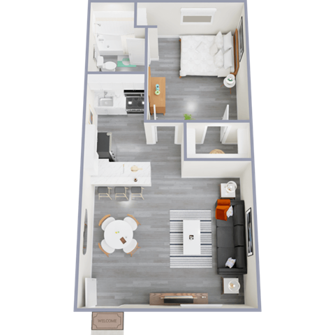 a floor plan of a 1 bedroom apartment