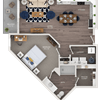 A floor plan of a house with a dining area and a living room.