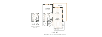 A floor plan of an apartment with a bedroom, living room, bathroom, dining room, kitchen, and cloakroom.