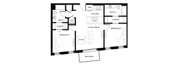 A black and white image of a floor plan for a house.