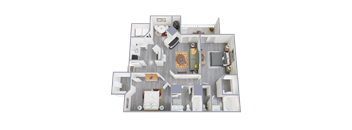 an image of a 1 bed 1 bath apartment 1120 square feet