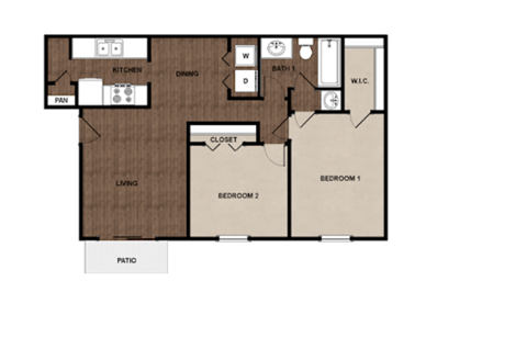 a floor plan of a two bedroom apartment