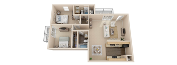 a floor plan of a 3 bedroom apartment