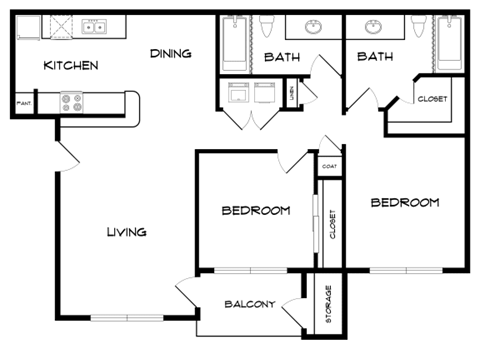 a floor plan of a house with a bedroom and a living room