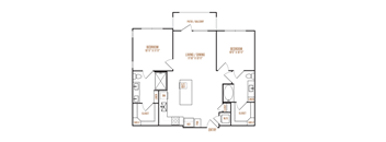 A floor plan of a house with two bedrooms, a living room, a dining room, a kitchen, a bathroom, a laundry room, a pantry, a garage, a utility room, a deck, and an