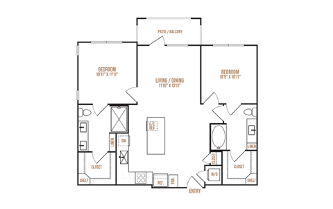 A floor plan of a house with two bedrooms, a living room, a dining room, a kitchen, a bathroom, a laundry room, a pantry, a garage, a utility room, a deck, and an