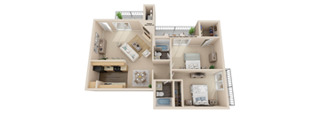 a floor plan of a 3 bedroom apartment