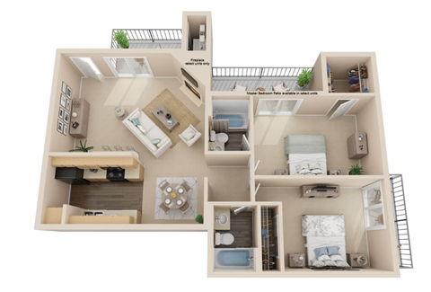 a floor plan of a 3 bedroom apartment