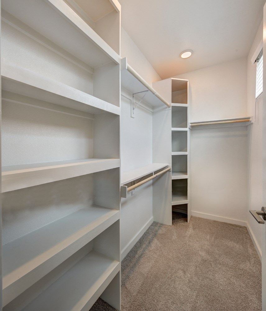 walk in closet with shelving units at Brixton South Shore, Texas, 78741