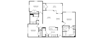 A black and white image of a house floor plan with labeled rooms.
