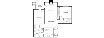 A black and white image of a house floor plan.