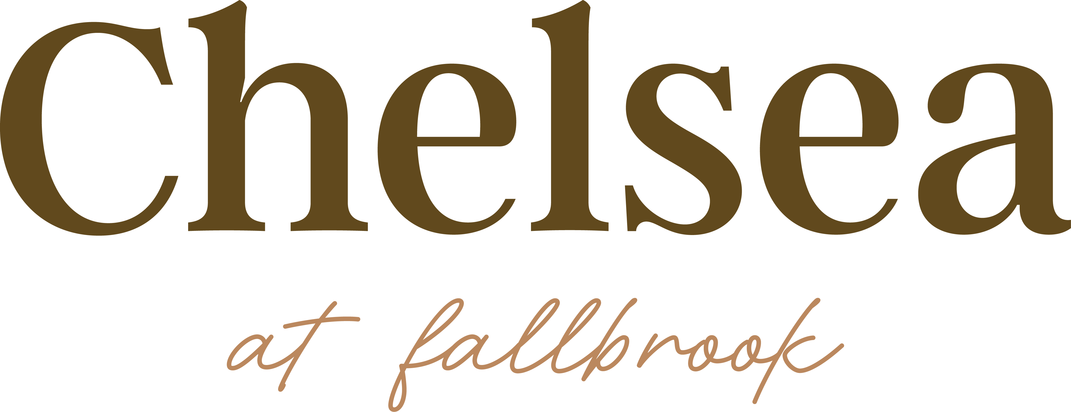 A black background with gold text that reads "Chelsea at fallbrook".