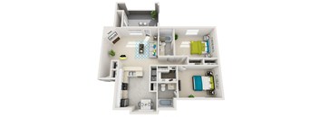 a spacious bedroom floor plan with a bathroom and a balcony