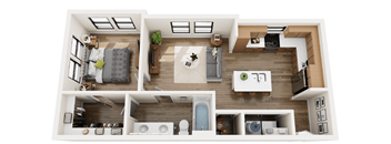 a 3d rendering of the living room of a 2100 sq ft house