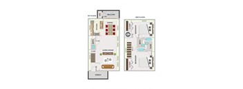 a floor plan of a living room and a dining room